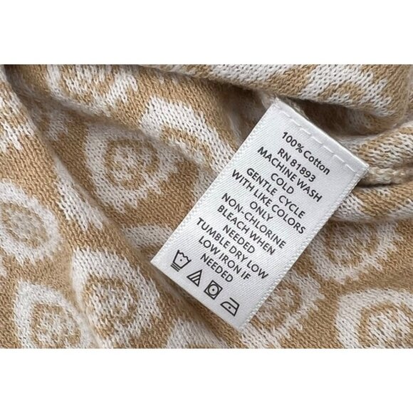 Isaac Mizrahi Live! Women's XL Beige & White Patterned Button Front Cardigan - Picture 4 of 5